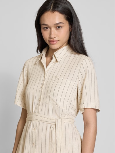 Pieces Tailliertes Freizeitkleid aus Viskose-Leinen-Mix Modell 'PIA' Beige 3