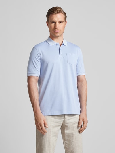 bugatti Regular fit poloshirt met borstzak Lichtblauw - 4