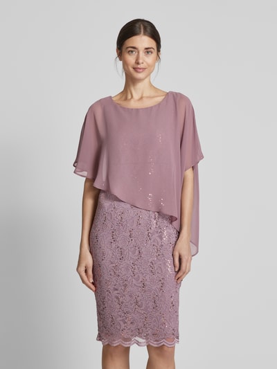 Swing Knielanges Cocktailkleid mit Paillettenbesatz Mauve 4