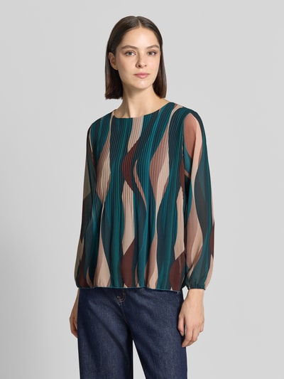 ZABAIONE Bluse mit Plisseefalten Modell 'Re44ynaa' Dunkelgruen 4