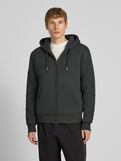 Superdry Bluza rozpinana z kapturem i kieszenią kangurką Czarny 4