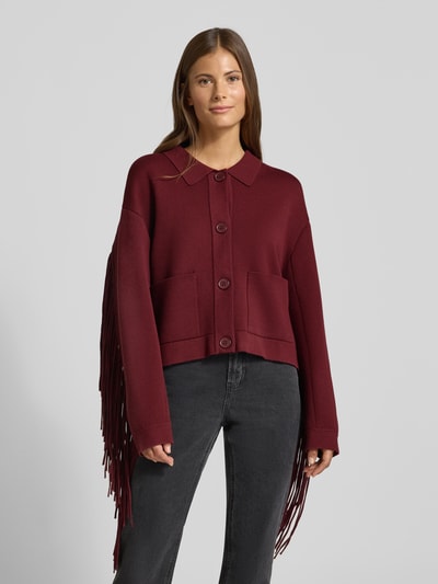 Essentiel Antwerp Kardigan o pudełkowym kroju z mieszanki wiskozy model ‘ISTERN’ Bordowy 4