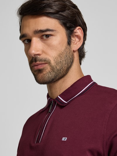 Christian Berg Men Regular Fit Poloshirt mit Reißverschluss Bordeaux 3