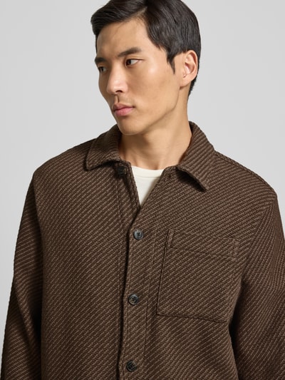 SELECTED HOMME Regular fit overhemdjack van puur biologische katoenmix, model 'REGFRED' Chocoladebruin - 3