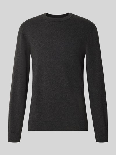 Produktfoto, Strickpullover aus Baumwoll-Kaschmir-Mix mit Rundhalsausschnitt von MCNEAL in Dunkelgrau, feine Struktur, Regular Fit, neutrale Optik