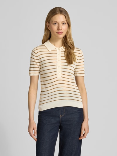 MANGO Strickshirt mit Polokragen und kurzer Knopfleiste Modell 'TENCYP' Offwhite 4