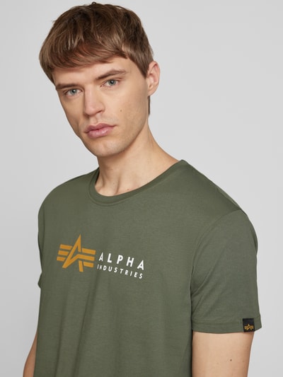 Alpha Industries T-shirt z nadrukiem z logo Oliwkowy 3