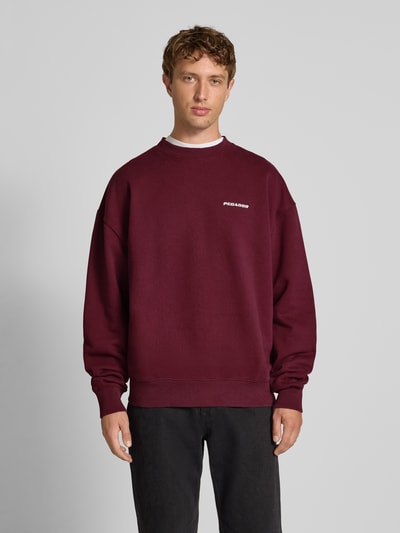 Pegador Bluza o kroju oversized z wyhaftowanym logo i okrągłym dekoltem Bordowy 4
