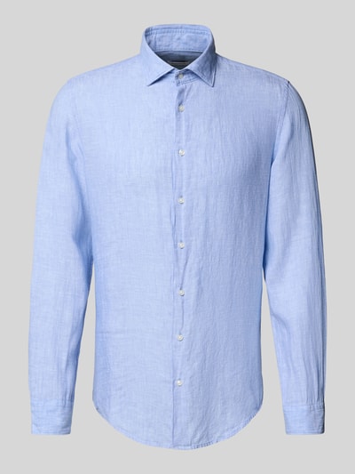 SEIDENSTICKER Slim Fit Business-Hemd aus Leinen mit Kentkragen Bleu 2