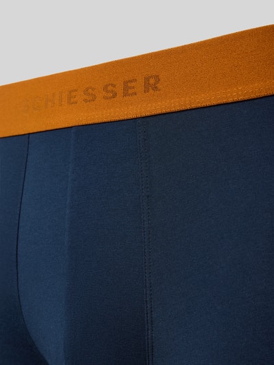 Schiesser Boxershort met elastische band met logo in een set van 5 stuks Marineblauw - 2