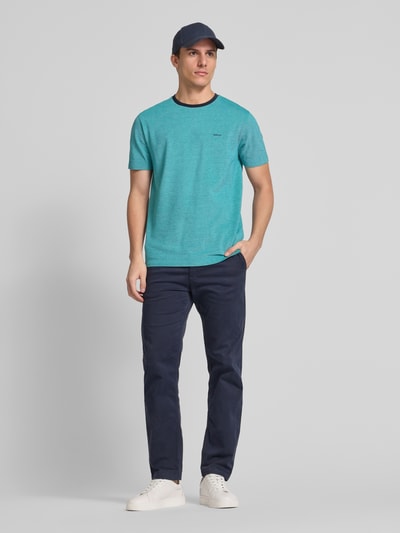 Gant T-shirt met structuurmotief Oceaanblauw - 1