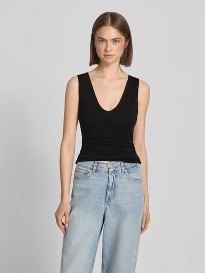 Topshop Slim Fit Trägertop mit Raffungen und V-Ausschnitt Modell 'MY' Black 4