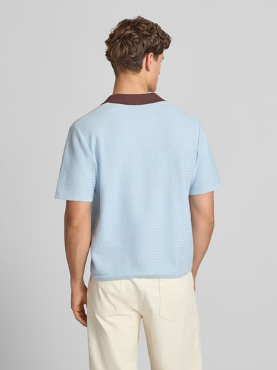 JACK & JONES Regular Fit Poloshirt mit V-Ausschnitt Modell 'COTEDAZUR' Hellblau 5