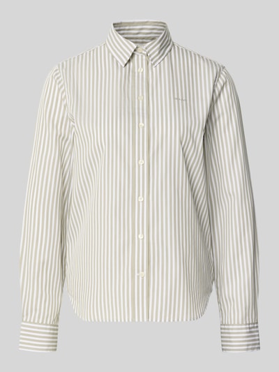 Gant Hemdbluse mit Logo-Stitching und abgerundetem Saum Dunkelgruen 2