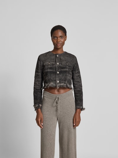 Diesel Cropped Jeansjacke mit Brusttaschen Dunkelgrau 4