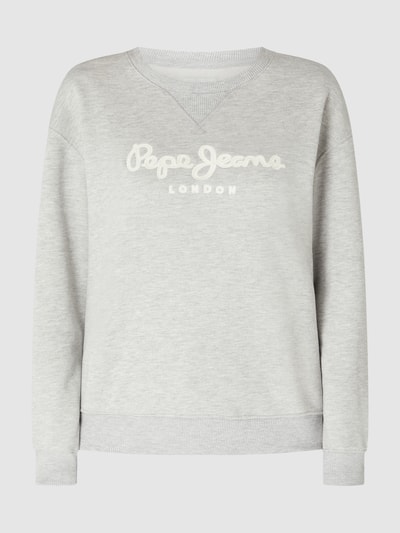 Pepe Jeans Sweatshirt met geborduurd logo, model 'Nanette' Lichtgrijs gemêleerd - 2