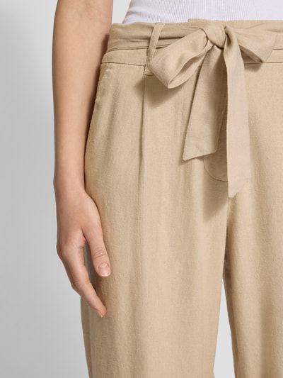 Only Regular fit culotte met strikceintuur, model 'CARO' Zand - 3