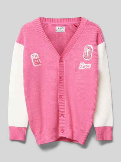 Guess Cardigan mit Label- und Statement-Patches Pink 1