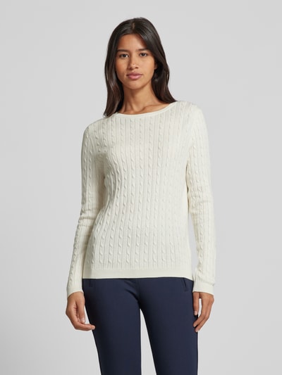 Christian Berg Woman Strickpullover mit Zopfmuster Offwhite 4