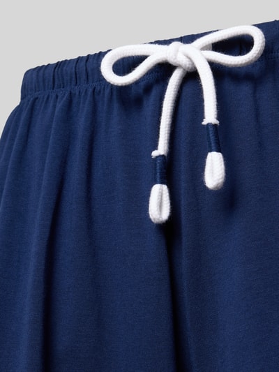 Productfoto, donkerblauwe Pyjama-Shorts met elastische tailleband en wit koord, katoen-elastaan mix, SOLID LOVE van Mey