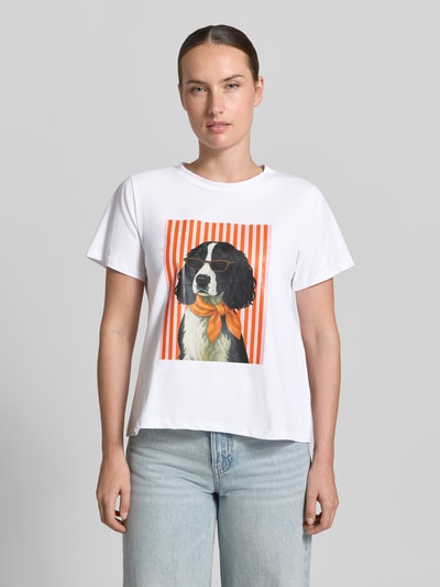 ZABAIONE T-shirt met motiefprint model 'Do44g' Wit - 4
