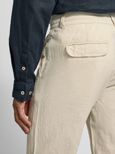 Lindbergh Tapered Fit Leinenhose mit elastischem Bund Sand 3