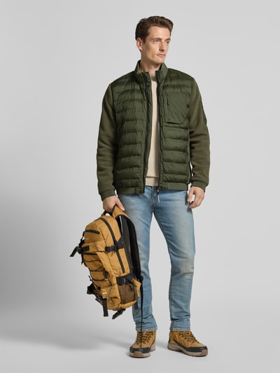 camel active Gewatteerd jack met opstaande kraag en borstzak, model 'Hybrid' Olijfgroen - 1