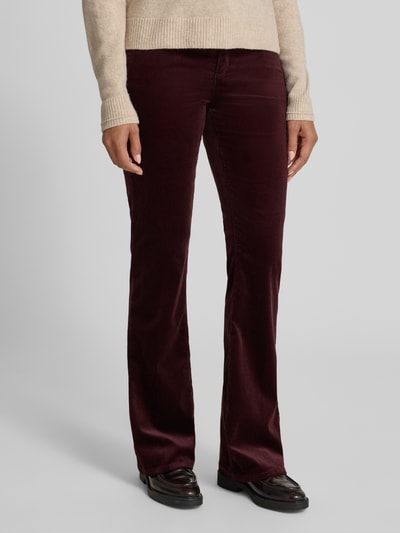 Cambio Spodnie sztruksowe o rozkloszowanym kroju z 5 kieszeniami model ‘PARIS’ Bordowy 4