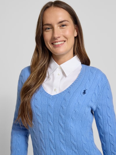 Polo Ralph Lauren Gebreide pullover met kasjmier, model 'KIMBERLY' Bleu - 3