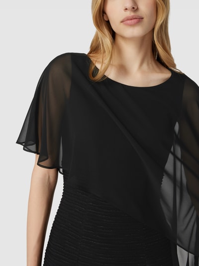 Swing Cocktailkleid mit asymmetrischem Cape Black 3