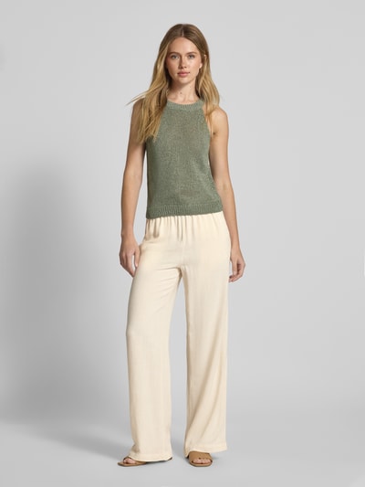 Selected Femme High Waist Hose aus Viskose-Leinen-Mix Modell 'VIVA-GULIA' Sand 1