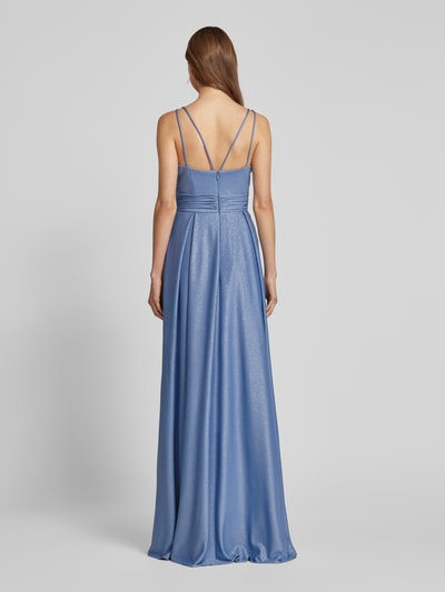 Jake*s Cocktail Abendkleid mit tiefem V-Ausschnitt Blau Melange 5