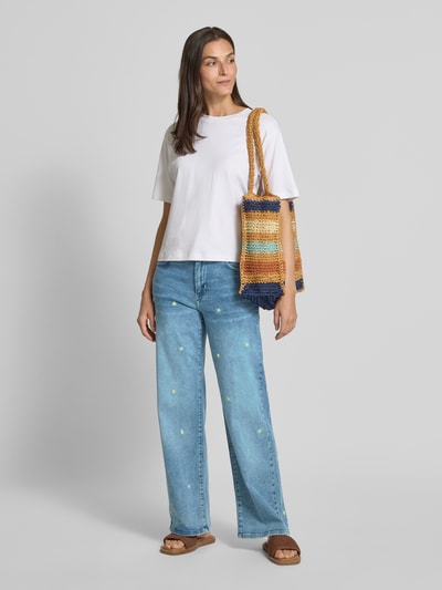 More & More Jeans mit weitem Bein und Stitchings Jeansblau 1