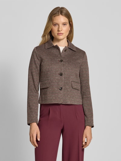 More & More Regular fit blazer met viscose Donkerbruin - 4