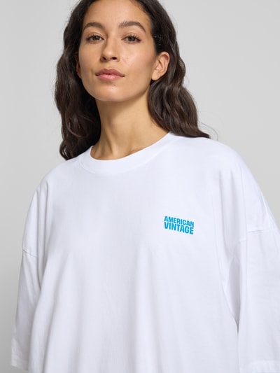 American Vintage Oversized T-shirt met labelprint, model 'GIXY' Wit - 3