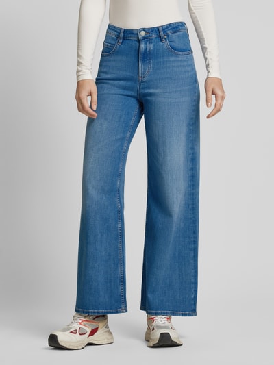 Marc O'Polo Wide Leg Jeans aus Baumwoll-Mix mit Kontrastnähten Modell 'LANIA' Hellblau Melange 4