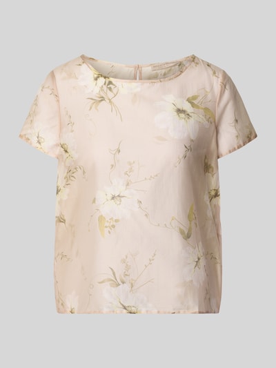 Produktfoto, Blusenshirt mit Rundhalsausschnitt und abgerundetem Saum von Rinascimento, Lyocell-Mix, Loose Fit, florales Muster, Beige-Töne