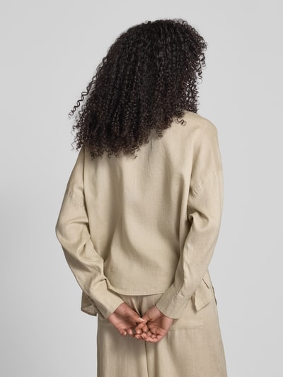 Drykorn Bluzka lniana o kroju relaxed fit z kieszenią na piersi model ‘NAMIDA’ Piaskowy 5