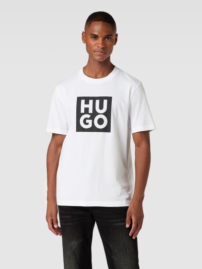 HUGO T-Shirt mit Label-Print Modell 'Daltor' Weiss 4