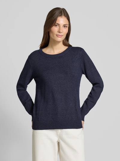 Vila Gebreide pullover met ronde hals, model 'Viril' Donkerblauw - 4