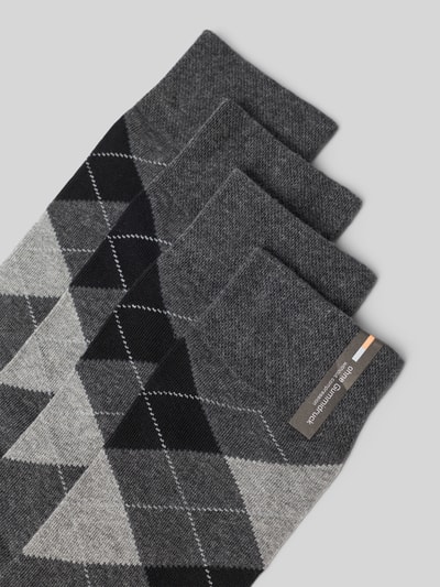 Produktfoto, Socken aus Baumwoll-Mix mit Logo-Stitching im 4er-Pack von camano in verschiedenen Grautönen, elastischer Bund, Muster mit Rauten, strukturierte Oberfläche