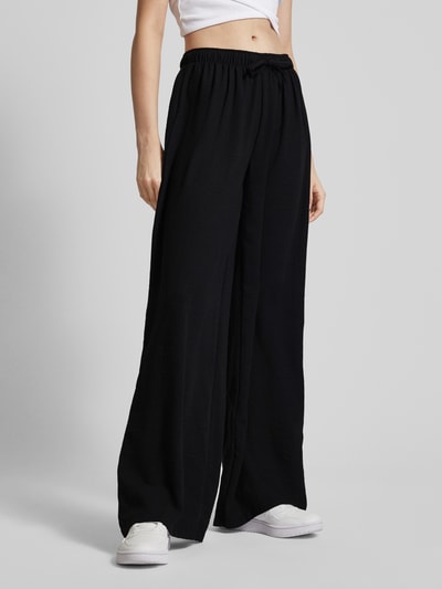 REVIEW Relaxed fit stoffen broek met elastische band Zwart - 4