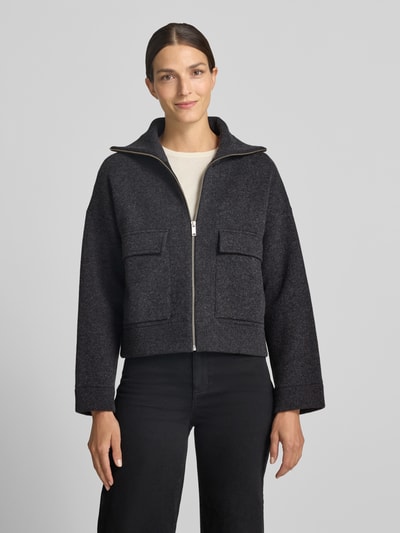 ARMEDANGELS Oversized Bomberjacke aus Baumwoll-Mix Modell 'COTTON-WOOL KNIT' Anthrazit 4
