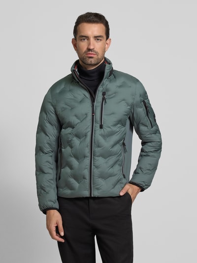 Tom Tailor Regular fit gewatteerd jack met opbergbare capuchon in de kraag Rietgroen - 4