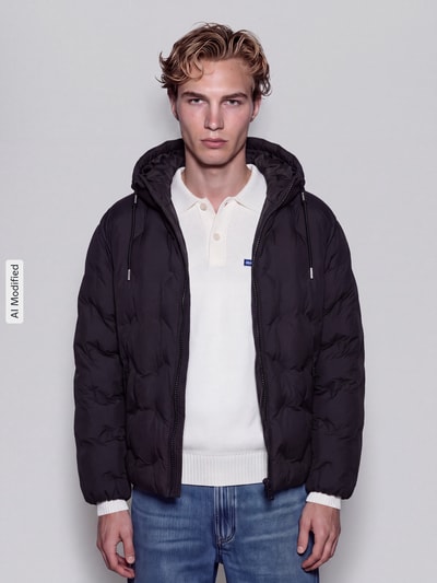 HUGO kurtka pikowana o kroju regular fit z troczkiem w talii model 'Barbo2641' Czarny 4