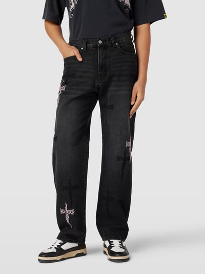 REVIEW Baggy jeans met CRUCIFIX REVIEW-stitching Zwart - 4