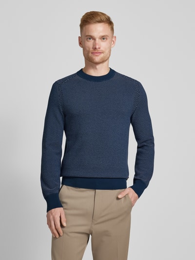 BOSS Orange Gebreide pullover met structuurmotief, model 'Kaponski' Bleu - 4