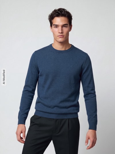 Tom Tailor Regular Fit Pullover aus reiner Baumwolle Blau 4