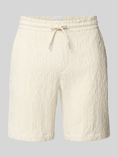 Lindbergh Shorts aus Viskose-Mix mit Strukturmuster und elastischem Bund Weiss 2