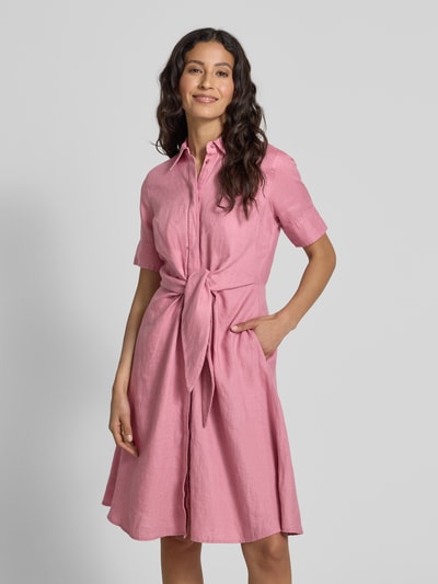 Lauren Ralph Lauren Knielange linnen jurk met strikceintuur, model 'WAKANA' Oudroze - 4